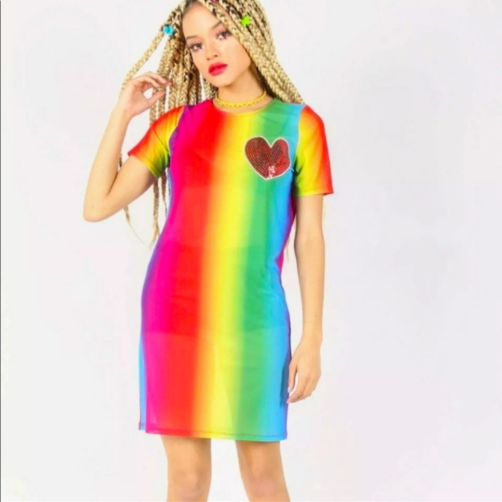 NWT!  Iron Fist Somewhere Rainbow Mesh Dress Mini